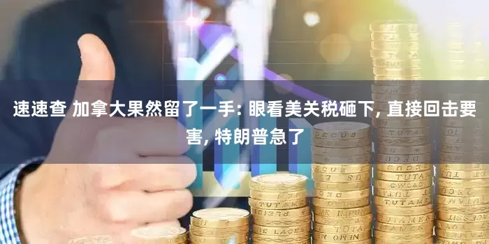 速速查 加拿大果然留了一手: 眼看美关税砸下, 直接回击要害, 特朗普急了